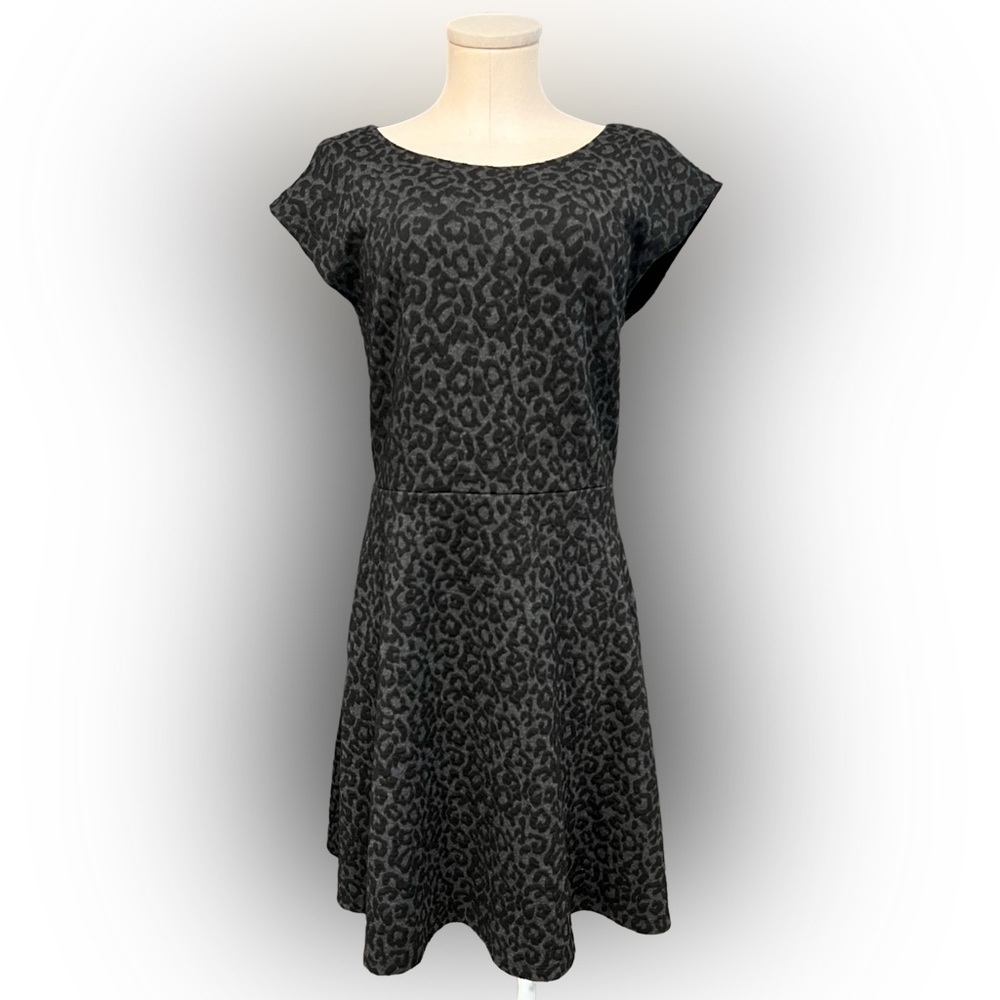 LOFT NEW gear and black cheetah print fit and flare midi dress